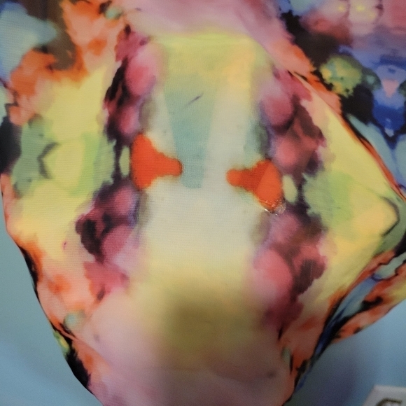 NWOT ABS John Fogerty Women's Sheer Watercolor Print Blouse Size Medium Ptp 21 - Picture 3 of 6